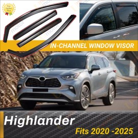 In-Channel Window Rain Visors Sun Shade Guards Fits Toyota Highlander 2020-2025