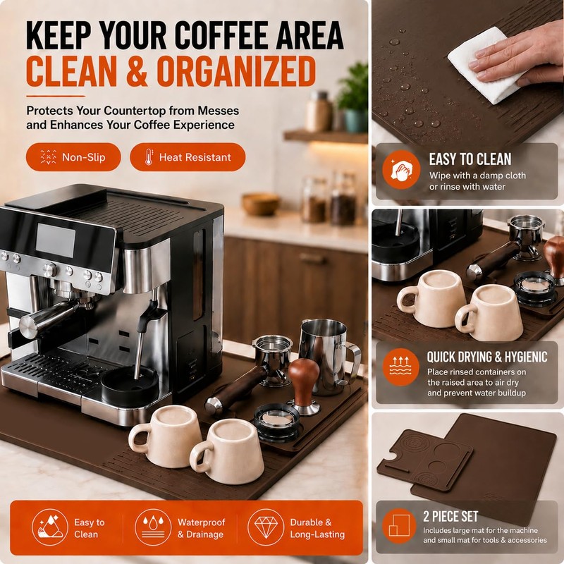 Silicone Coffee Mat with Tamping Station Compatible with Ninja Luxe