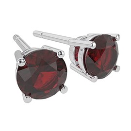 TISHAVI Ruby Color Crystal Stud Earrings, Silver Red Stone Earrings, Crystal Stud Earrings For Women Sterling Silver, Valentine Gifts For Women