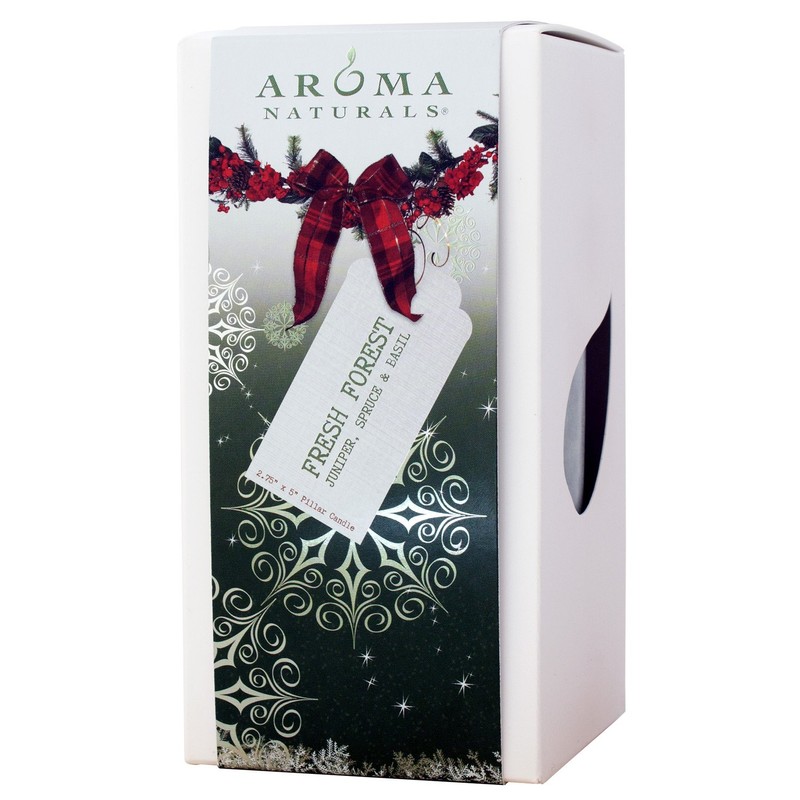 Aroma Naturals Holiday Essential Oil Pillar Candle, Juniper, Spruce and