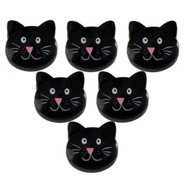 HOME-X Cat-Shaped Bag Clips for Chips, Kitchen and Laundry, Black Cat-Face Food Bag Clips, 1.75”L x 1.5” W, Set of 6