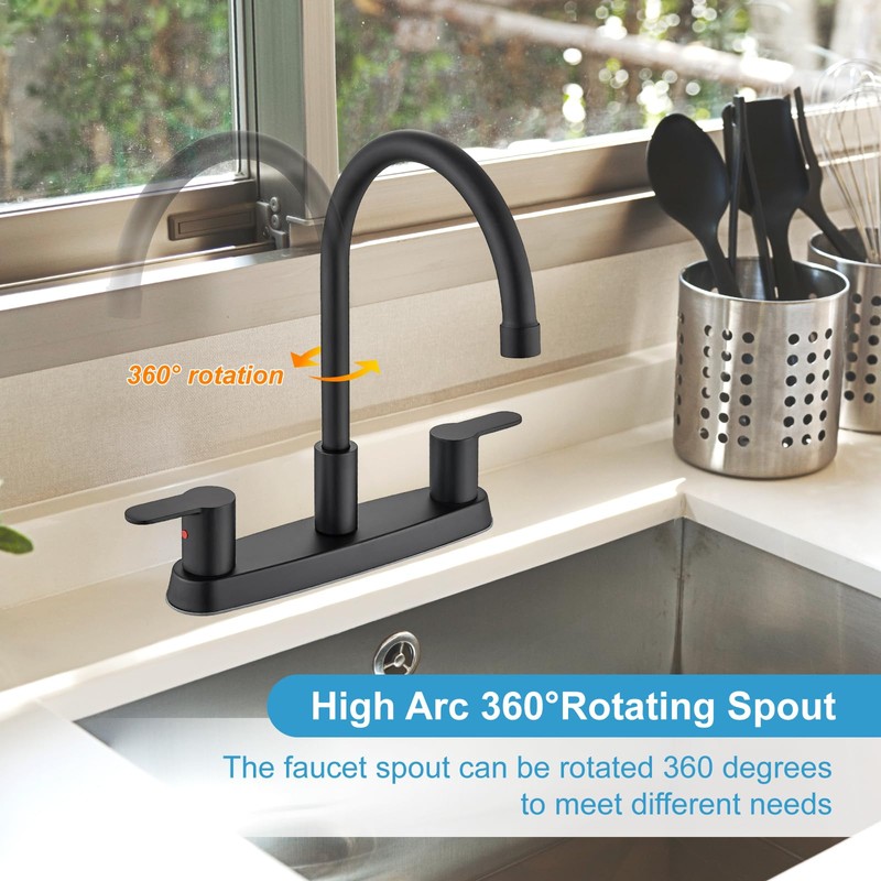 Cinwiny 8 Inch Centerset Kitchen Faucet for Sink 3 Hole