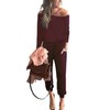 PRETTYGARDEN Women's Casual Long Sleeve Jumpsuit Crewneck One Off Shoulder