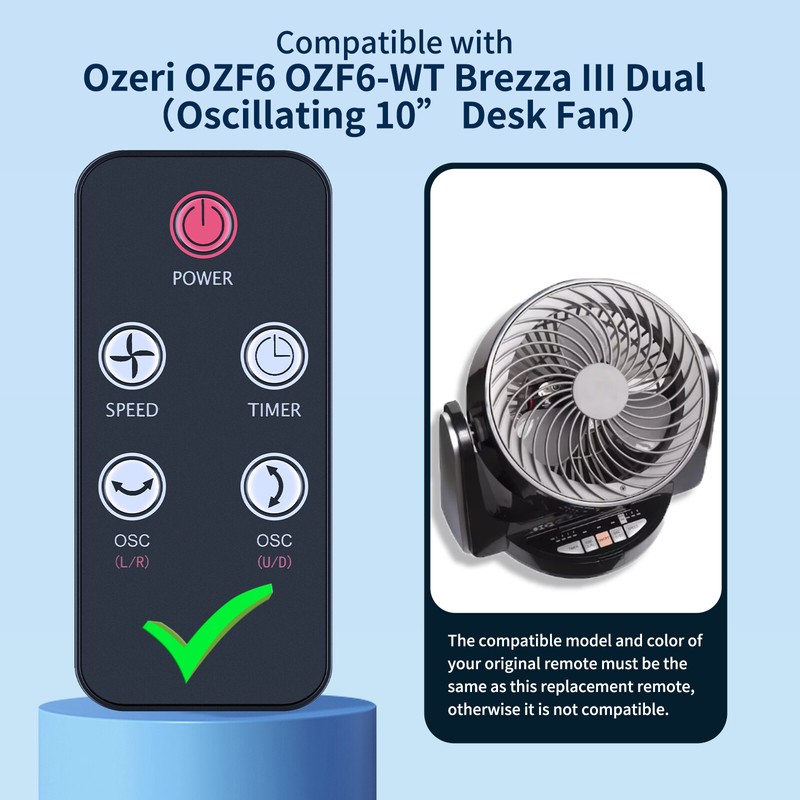 Replacement Remote Control For Ozeri OZF6 Brezza III High Velocity