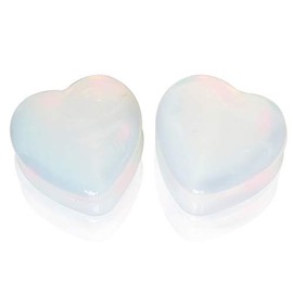 Pierced Owl Synthetic Opal Heart Shaped Saddle Plugs, Sold as a Pair (19mm (3/4"))