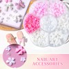 EIROVYA Nail Charms,1 Schachtel Blumen Nagel Charms 3D Rosa Bogen