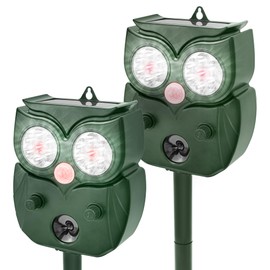 Solar Animal Repellent Outdoor, Ultrasonic Deer Repeller, Raccoon, Squirrel Deterrent Device, Waterproof Motion Detection, Rodent Against Cat, Dog, Rabbit, Skunk for Garden, Lawn, Farm Use