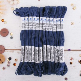 12 Skeins ThreadArt Premium Egyptian Long Fiber Cotton Embroidery Floss | Navy | 6 Strand Divisible Thread 8.75yds Each For Hand Embroidery, Friendship Bracelets, Cross stitch and Crafts