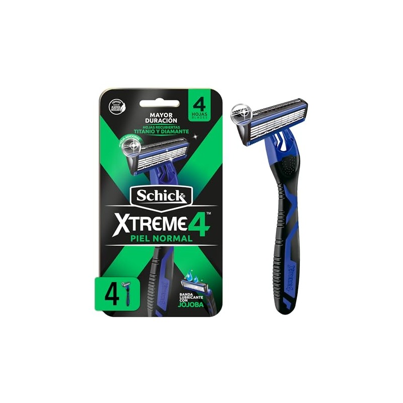 Schick Xtreme4 Rastrillos Desechables para Hombre Piel Normal 4pz