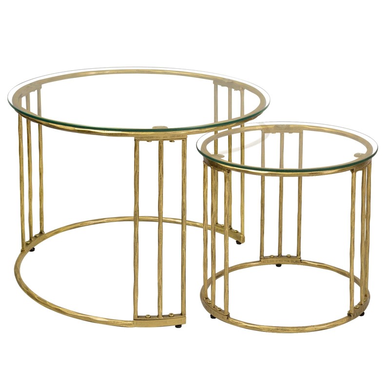Nesting Coffee Table Set of 2, 23.6" Round Coffee Table,