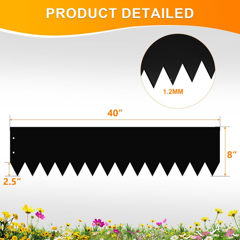 40" L x 8" H Metal Landscape Edging, Metal Lawn
