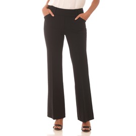 Rekucci Women's Secret Figure Pull-On Stretchy Wide Leg Dress Pant in Regular/Petite/Tall Fit (14, Black)