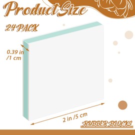 Frienda 24 Pcs 2" X 2" Rubber Carving Blocks Linoleum Blocks for Printmaking, Stamp Making, DIY Crafting, Scrapbook, Painting, Soft and Easy to Carve (White Green)