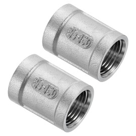 sourcing map 2Pcs NPT 3/8" x1-1/8 304 Stainless Steel Cast Pipe Fittings, Coupling Pipe Connector Adapter Pipe Connection Accessories for Plumbing Industrial and Residential, Silver