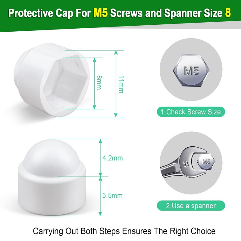 Jeboler Pack of 10 Hexagonal Protective Caps M5, Screw Cover