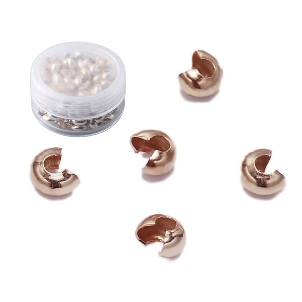 MAHAVIMOKSA 1Box 200pcs 5mm Crimp Beads Covers Half Round Open