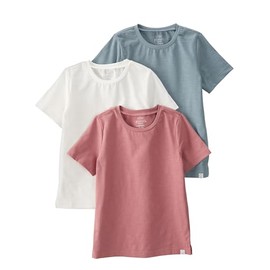 little planet by carter's unisex-baby 3-pack Tops Made With Organic Cotton, Blue/Ivory/Rose, 5T