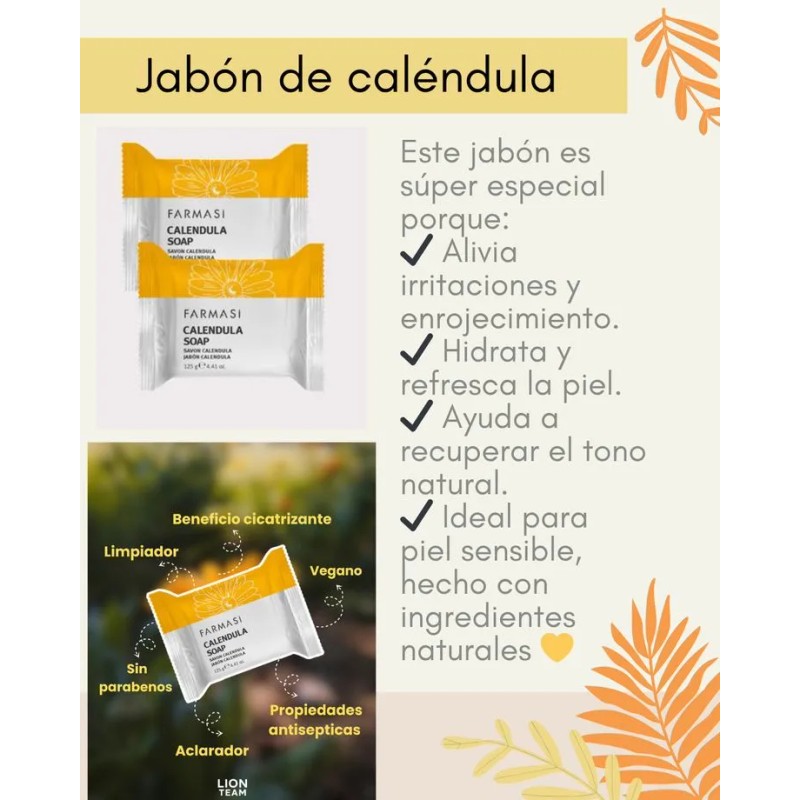 Set Pzas Calendula Crema Facial Tonico Jabón