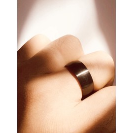 Ofeiyaa Titanium Steel Rings for Men Women Engagement Wedding Band Matte Brushed 8mm Comfort Fit Size 11.5