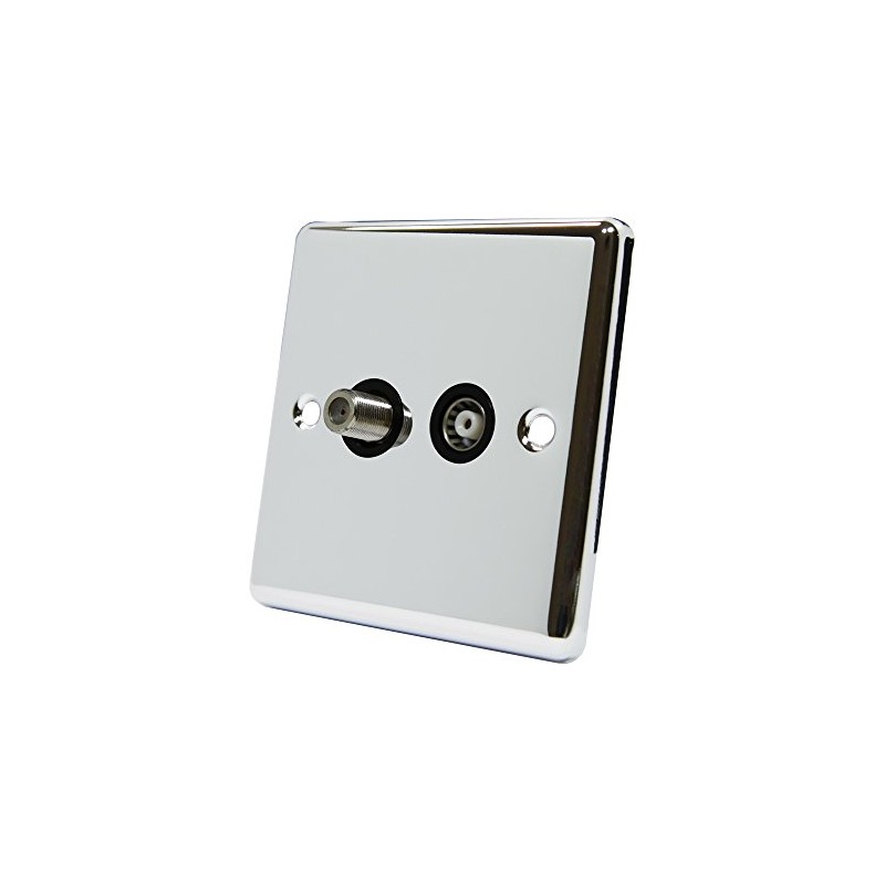 AET CPCTSSBL Polished Chrome Classical TV & Sky Black Insert-Coaxial