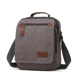 Rexmore Small Canvas Messenger Bag for Men,Vintage Causal Shoulder Bag Lightweight Crossbody Purse ideal Work Travel Business, Grey