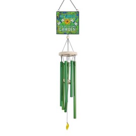 Enesco Our Name is Mud Retired in The Garden Hanging Wind Chime, 28 Inch, Green