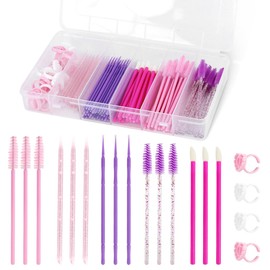 HASTHIP® Kit de Herramientas de Maquillaje para Mujeres,Cepillos Desechables para Cejas,Pestañas Labios y Sombras Aplicadores y Pinceles Maquillaje Portátiles con Caja Viaje