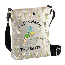 PLITI Tinkerbell Gifts Peter Cartoon Inspired Gift Think Happy Thoughts Tinkerbell Fairy Tale Crossbody Bag Pixie Fans Gift (Think thought CbagU)