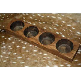 Vintage 4 Hole Wooden Sugar Mold Wood Candle Holder Primitive Cheese Butter Press