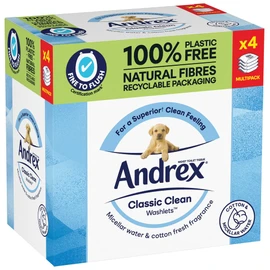 Andrex Classic Clean Washlets Moist Toilet Tissue Quad, 4 x 36 Wipes