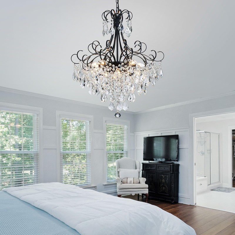 WUZUPS Crystal Chandelier 10-Light Pendant Ceiling Light Modern Lighting Fixture