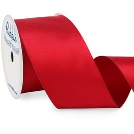Ribbli Red Double Faced Satin Wired Ribbon 2.5 Inch Christmas Ribbon for Gift Wrapping Wreaths Garland Tree Decoration Crafts Home Decor-Continous 10 Yards