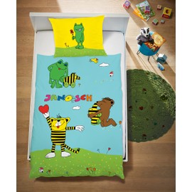 Wild South Shop - Janosch Bed Linen Tiger Duck Frog 40 x 60 cm + 100 x 135 cm 100% Renforcé Cotton with Zip