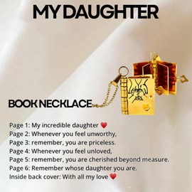 ziella To My Daughter Book Necklace for Women,Openable Multi Layer Book Necklace with 6 Pages of Engraved Information,Heart Locket Gifts for Sister/Wife/Love/Girlfriend