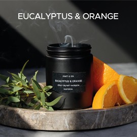 Craft & Kin Eucalyptus & Orange Candle | Premium Scented Candles for Home | Eucalyptus Candle, Christmas Candles, Holiday Candles, Black Candles, Long Lasting Candles with 45 Hour Burn Time 7.6oz