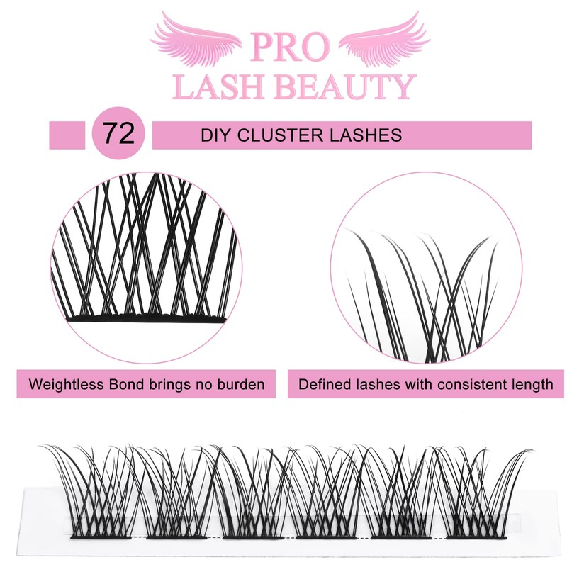 Individual Eyelashes, Pack of 72 DIY Cluster Eyelashes, Individual False