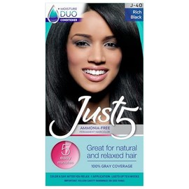 Just 5 Women's 5 Minute Permanent Hair Color, Rich Black