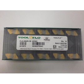 10pc) ToolFlo FLG 3062R-CB GP50 Top Notch Carbide Grooving Inserts NG 3062RCB GP50C Tool Flo