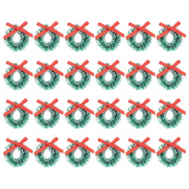 MAGICLULU 24Pcs Mini Artificial Christmas Wreath 1Inch Mini Christmas Wreaths with Ribbon for Christmas, Winter Holiday Front Door Indoor Home (Blue-Green)
