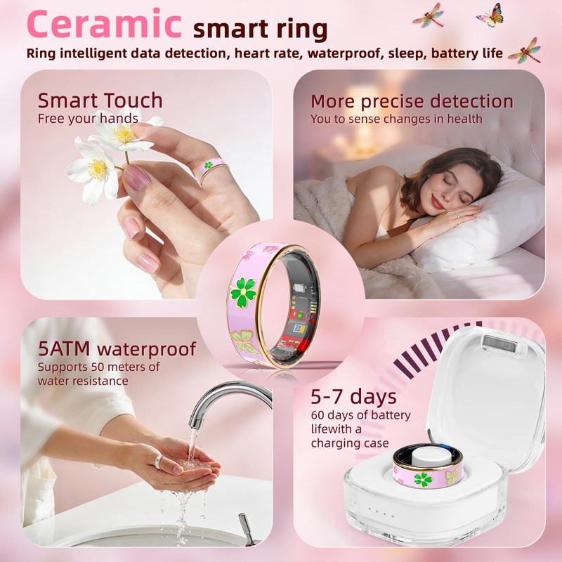 Govllfoz Smart Rings, Ceramic Ring, Enamel Rings, for Women and