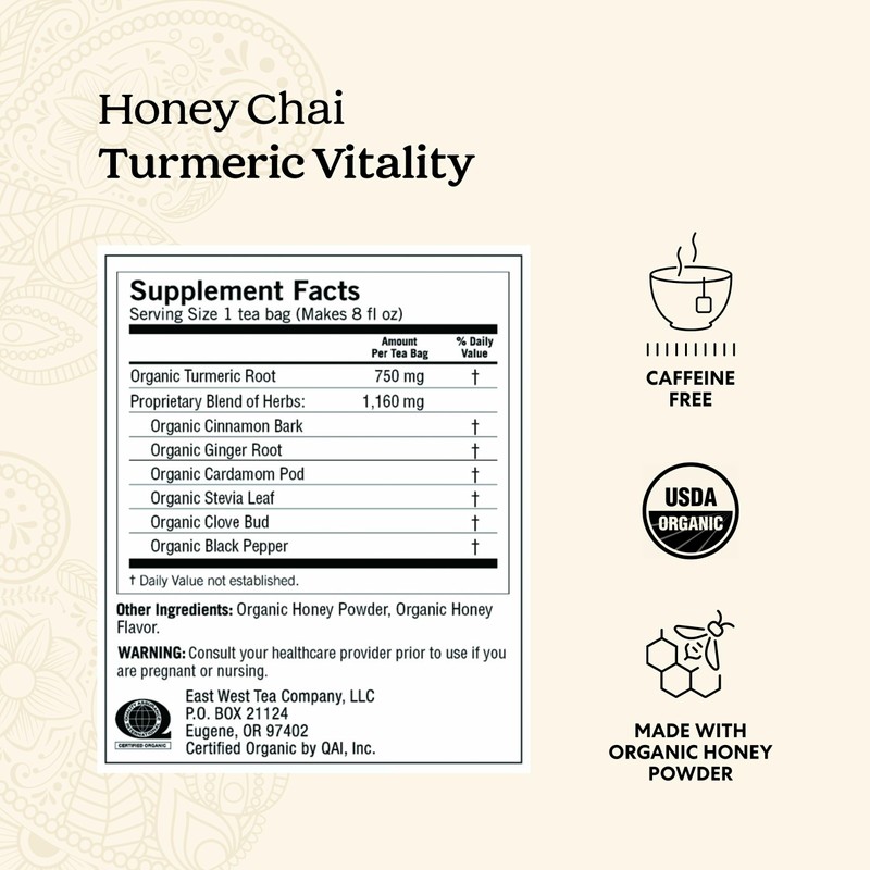 Yogi Tea Honey Chai Turmeric Vitality Tea - 16 Tea