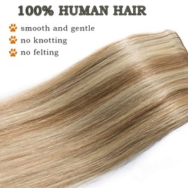 16 inch Clip in Hair Extension Real Human Hair #12/613 Golden Brown&Bleach Blonde (65g)