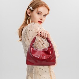 Women Top Handle Handbag Casual Dumpling Pouch (Red)