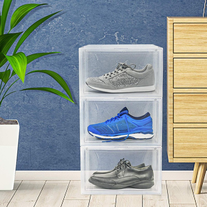 YestBuy Clear Plastic Shoe Boxes with Lids Stackable, Front Opening