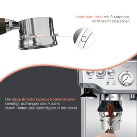 HOLIHOKY Bottomless Portafilter 54 mm with 304 Stainless Steel Dosing Ring, Espresso Sage Portafilter Compatible with Breville Barista Pro Express 870/878/880, Bottomless Portafilter 54 mm with Wooden