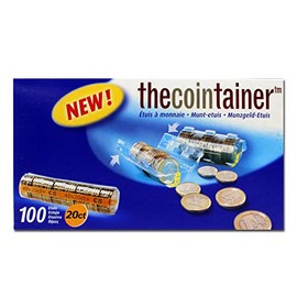 effektivo Plastic Coin Sleeves for 20 Cent Euro Coins Made of PET with Counting Grooves for Fast Coins - Box of 100