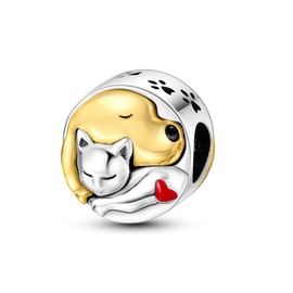 NUJIFFY Cute Animal Charms 925 Sterling Silver Charms Pendant for Bracelet Bear Charms Dog Charms, Compatible with European Bracelets for Women Jewellery Gift, Silver, No Gemstone