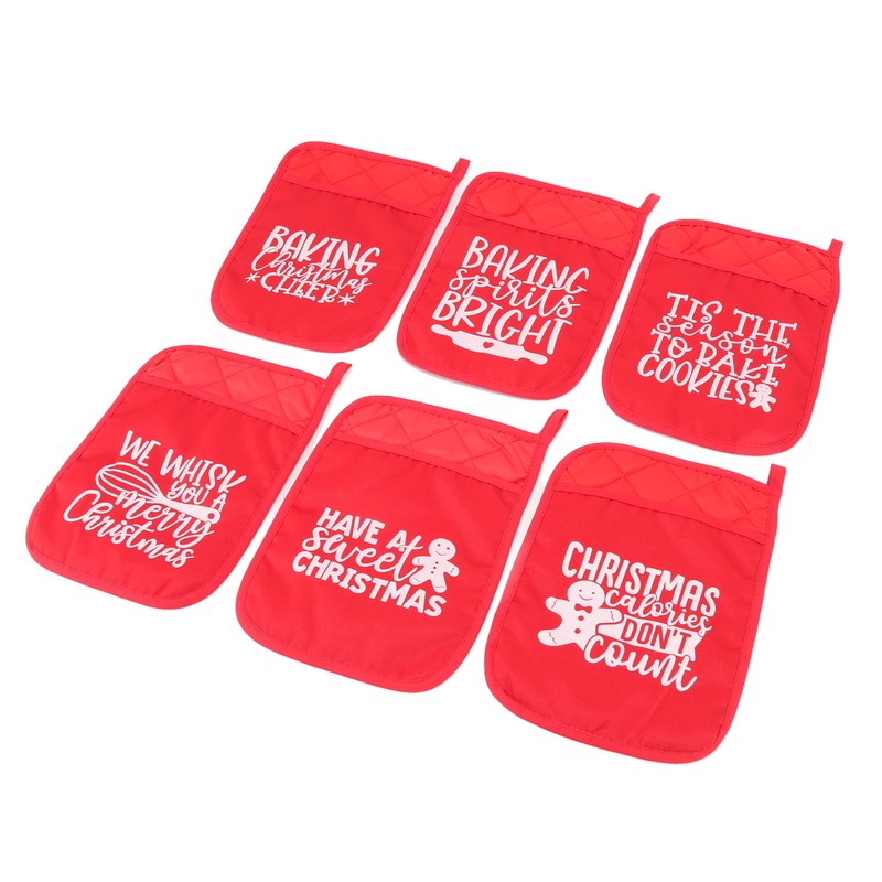 6Pcs Christmas Pot Holders with Pocket Heat Resistant Hot Pad