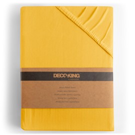 DecoKing Fitted Sheet UK Single Cotton Jersey Boxspring, Amber Collection, 80x200-90x200 cm Light Orange