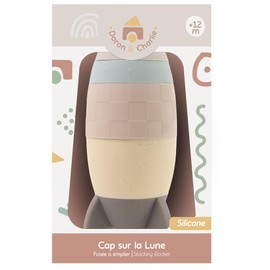 DORON ET CHARLIE 056361 DORON ET CHARLIE-5-stufige Rakete-Kurs auf den Mond-056361-Silikon-Stapeln-Kinderspielzeug-Babyzubehör-Baby-1. Alter-Ab 12 Monaten